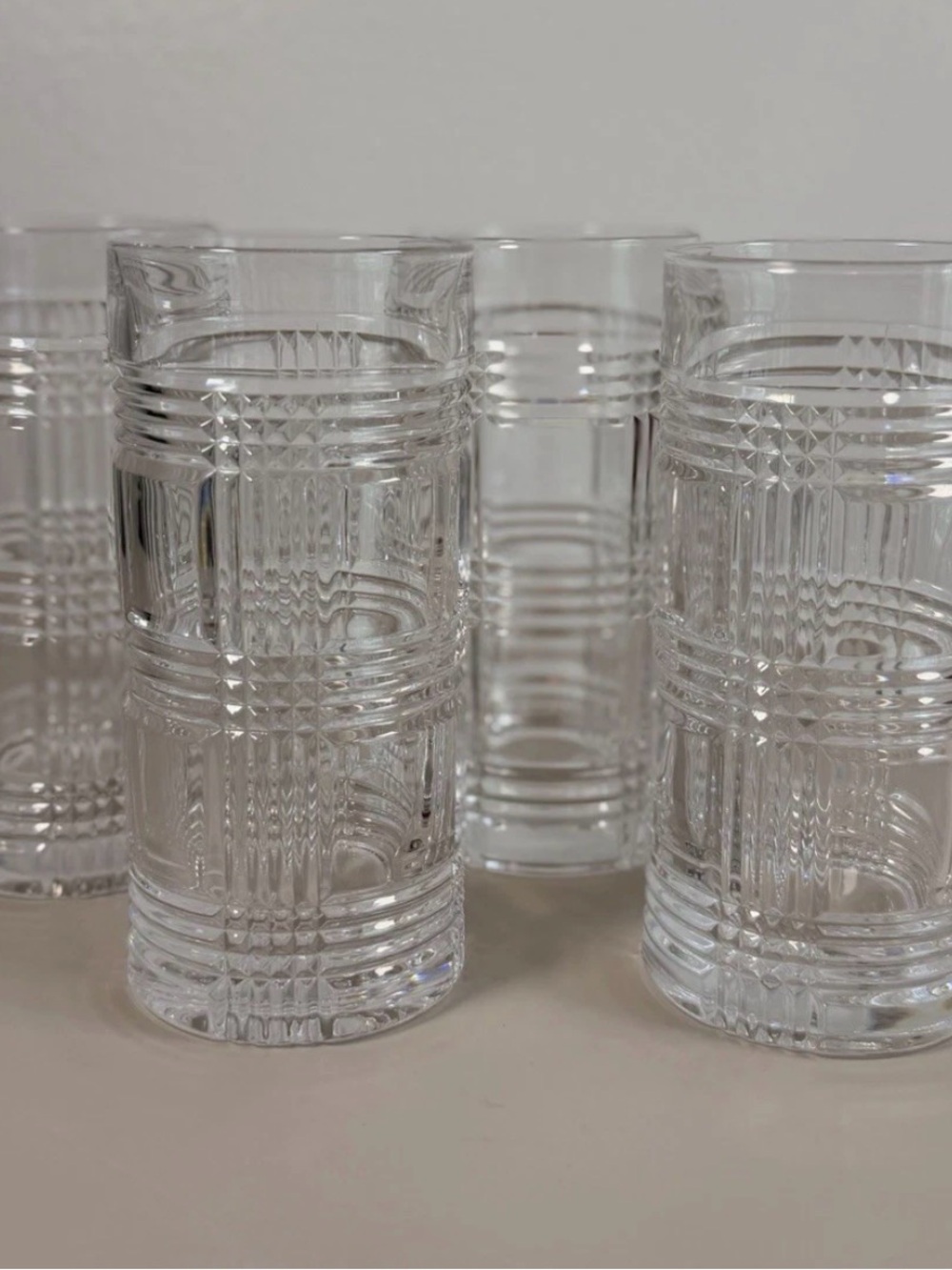 Ralph Lauren Clear Textured Highball Tumblers - Set of 4